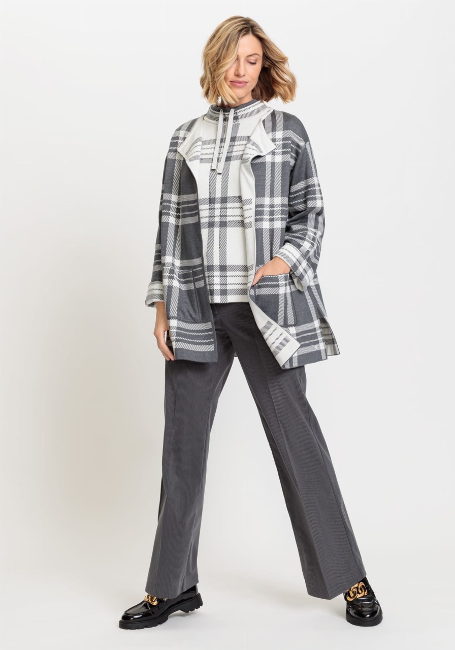 Bawełniany kardigan damski Olivia w kratę - Smart Simplicity