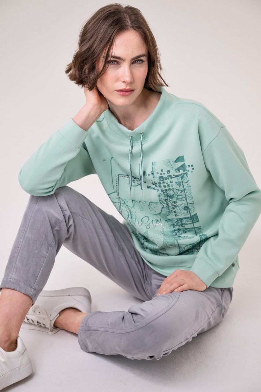 Miętowa bluza damska Cora Jersey z wiskozą - Cool Vision