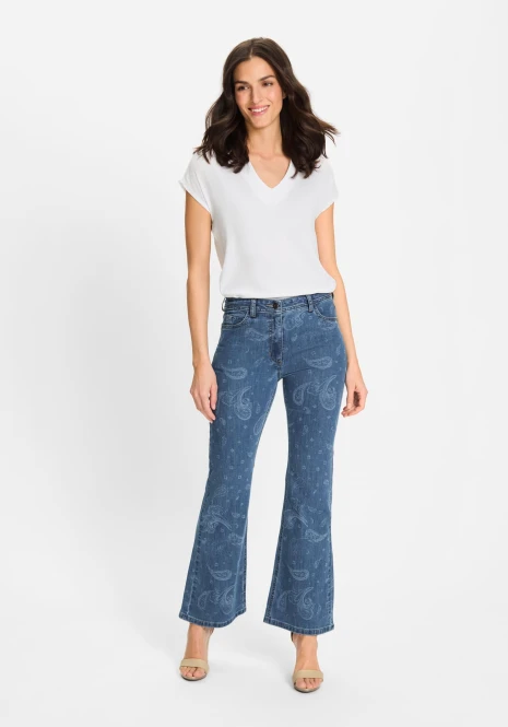 REPREVE® Jeansy damskie Mona Bootcut ze wzorem paisley – Boho Beauty