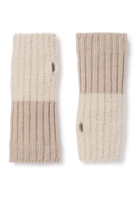 Beżowe miękkie mitenki damskie z wełną merino