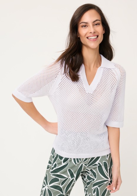 Biały bawełniany ażurowy sweter damski Henny – Neo Safari