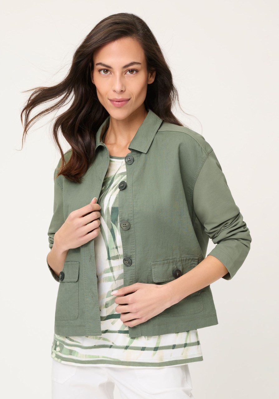 Bluza damska z łączonych materiałów w odcieniu khaki – Neo Safari