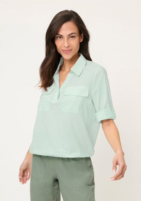 LENZING™ Ecovero Bawełniano-wiskozowa koszula damska w paski – Neo Safari
