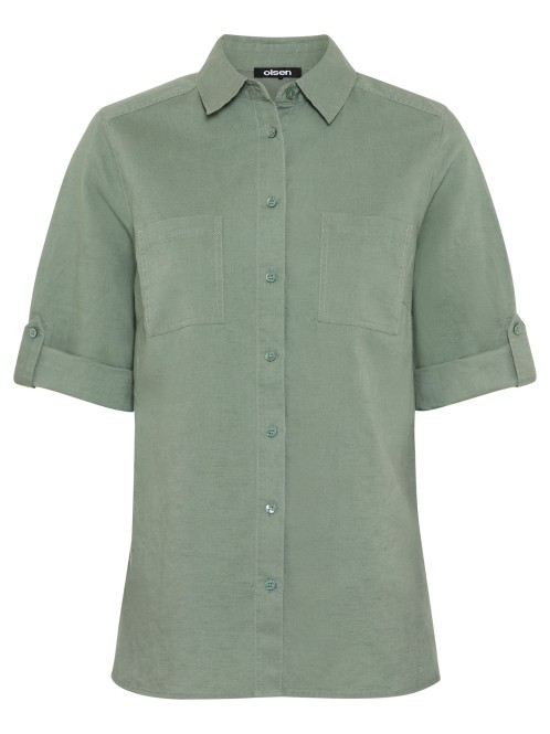 Lniano-bawełniana koszula damska w odcieniu khaki – Neo Safari