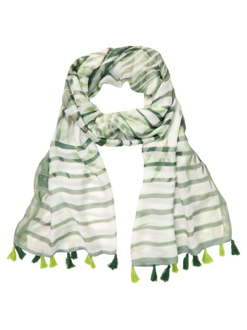 Wiskozowy szal damski z roślinnym wzorem w odcieniu khaki – Neo Safari