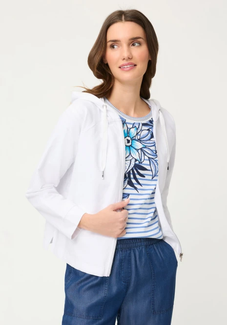 Biała bluza damska Henny Jersey z kapturem – Vintage Cruise