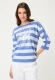 Niebieska bawełniana bluza damska Henny Jersey w paski – Vintage Cruise #1