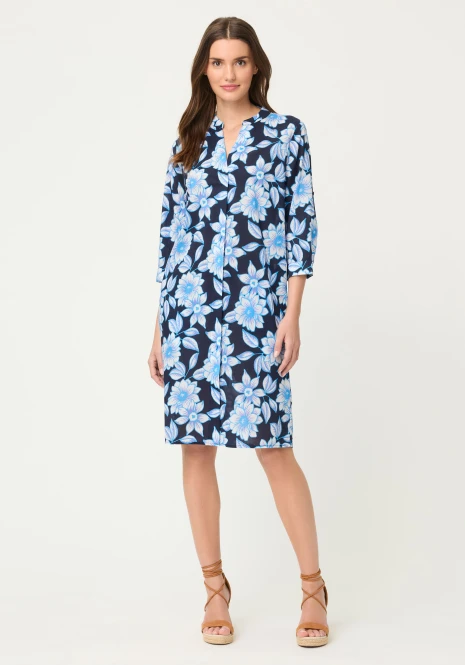 Granatowa bawełniana sukienka w kwiaty – Vintage Cruise