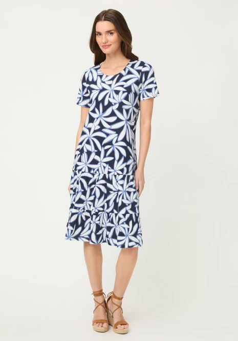 TENCEL™ Modal Granatowa sukienka damska w kwiaty – Vintage Cruise