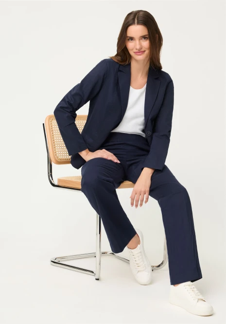 Granatowe lniano-bawełniane spodnie damskie Anna Wide – Vintage Cruise