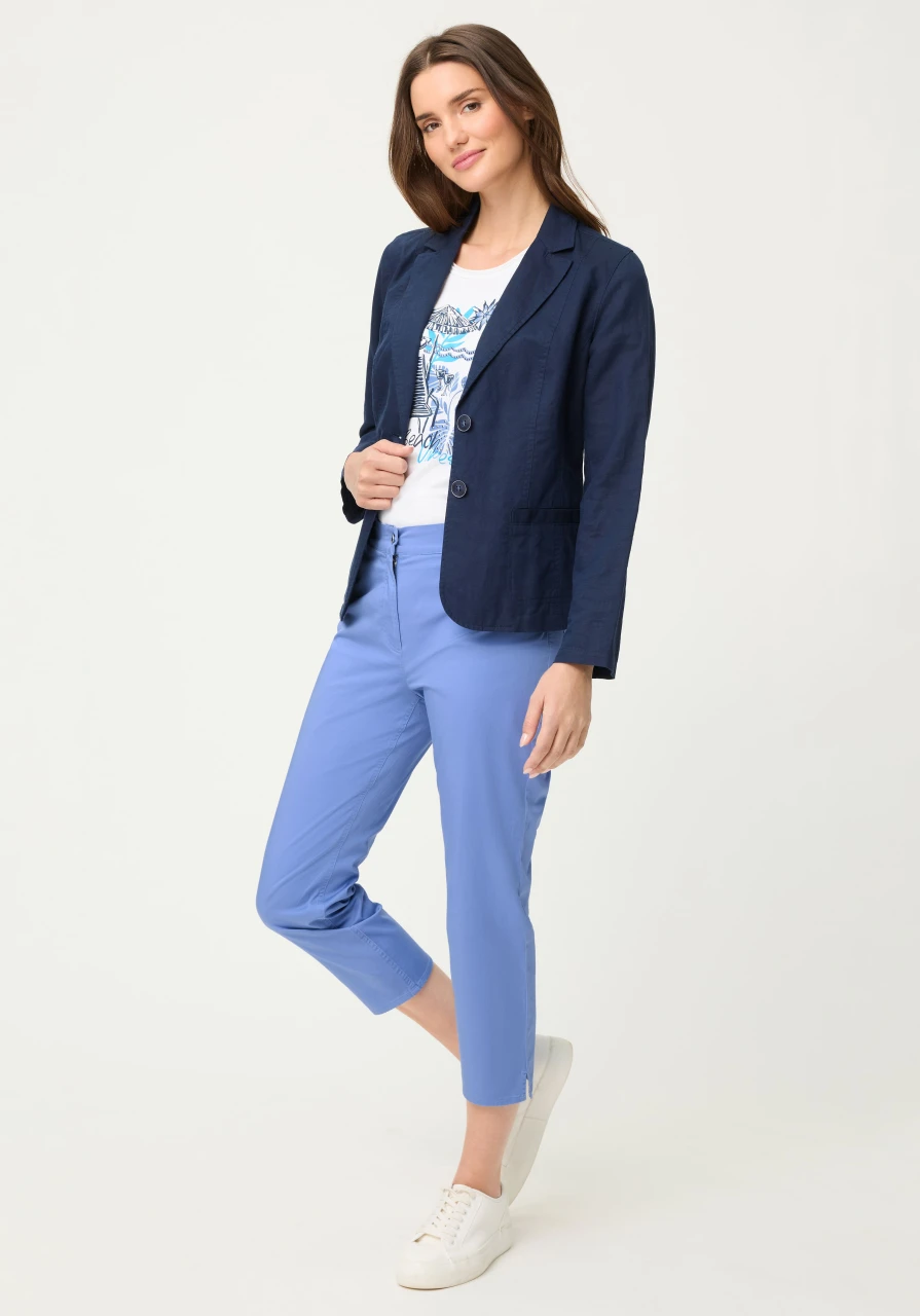 Niebieskie bawełniane spodnie damskie Mona Slim – Vintage Cruise