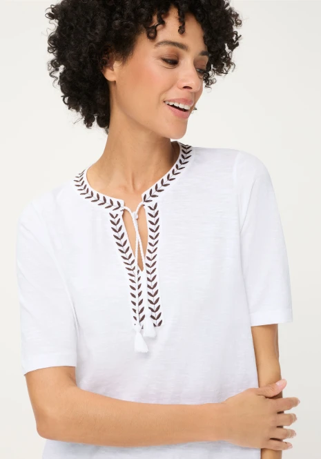 Biała bawełniana bluzka damska Hannah z wiązaniem – Savanna Sky