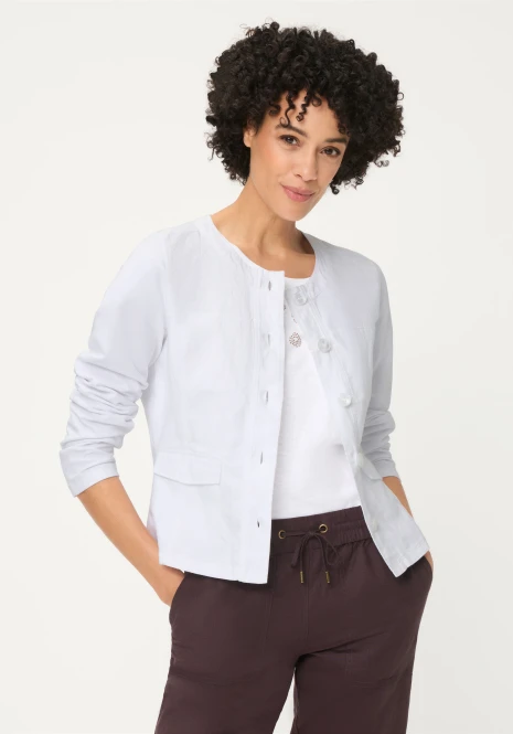 Biała lniano-bawełniana bluza damska Eva Jersey – Savanna Sky