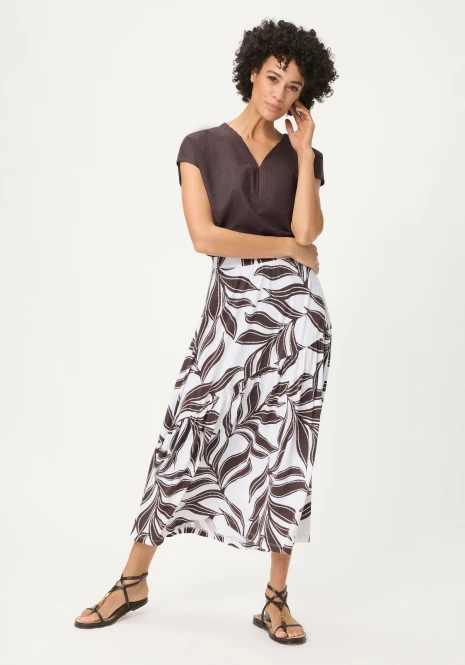 TENCEL™ Modal Biała spódnica damska z roślinnym wzorem – Savanna Sky