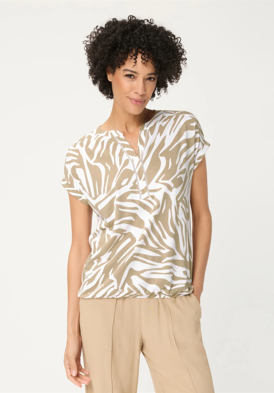TENCEL™ Modal Beżowa bluzka damska Clara ze wzorem – Sun Kissed