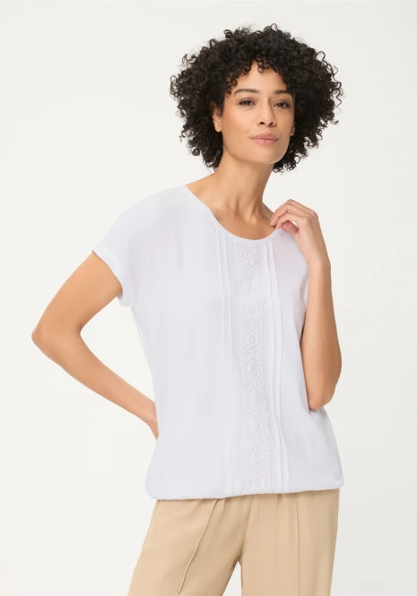 TENCEL™ Modal Biała bluzka damska Clara z haftem – Sun Kissed