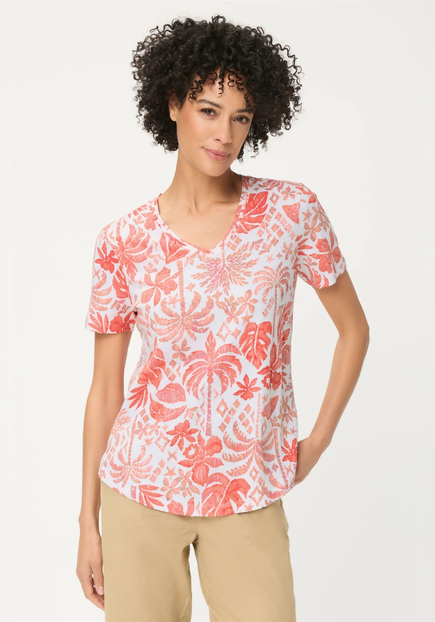 Pomarańczowa bawełniana bluzka damska Hannah ze wzorem – Sun Kissed