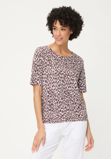 TENCEL™ Modal Brązowa bluzka damska Clara w cętki – Savanna Sky