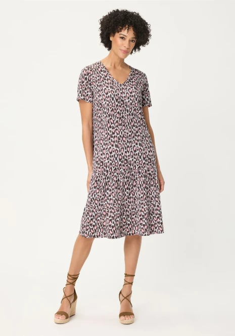 TENCEL™ Modal Brązowo-różowa sukienka w cętki – Savanna Sky