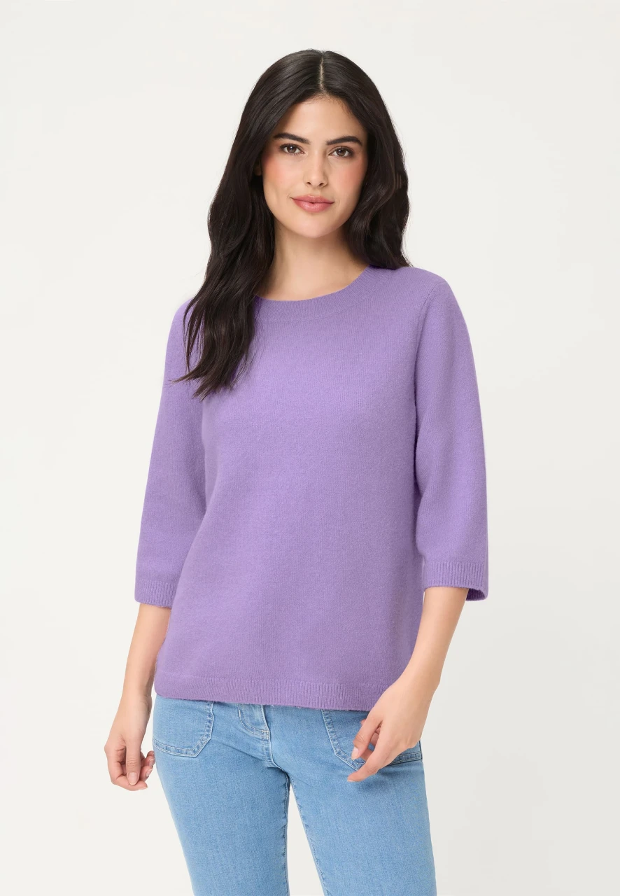 Lawendowy sweter damski Henny z rękawem 3/4 - Smart Casual