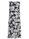 Granatowa wiskozowa sukienka bez rękawów w kwiaty - Smart Casual #3