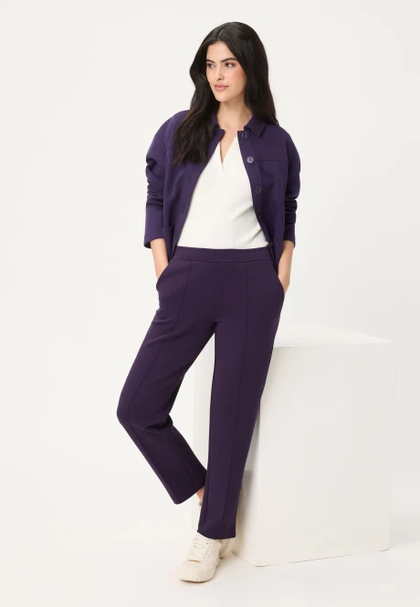 Fioletowe spodnie damskie Lisa Straight - Smart Casual