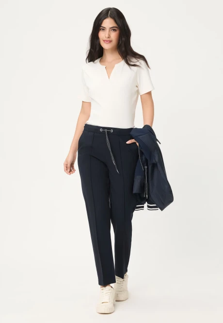 Granatowe spodnie damskie Lisa Straight - Smart Casual