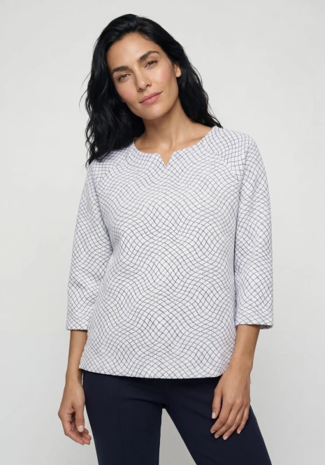 Beżowa bluza damska Cora Jersey z geometrycznym wzorem - Smart Casual