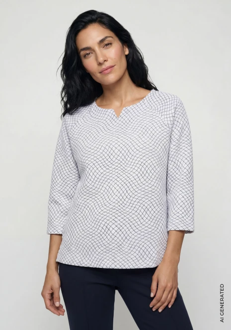 Beżowa bluza damska Cora Jersey z geometrycznym wzorem - Smart Casual