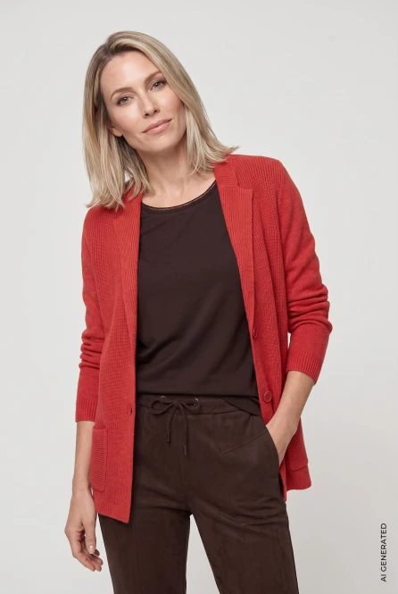 LENZING™ ECOVERO™ Czerwony kardigan damski Eva - Boho Chic