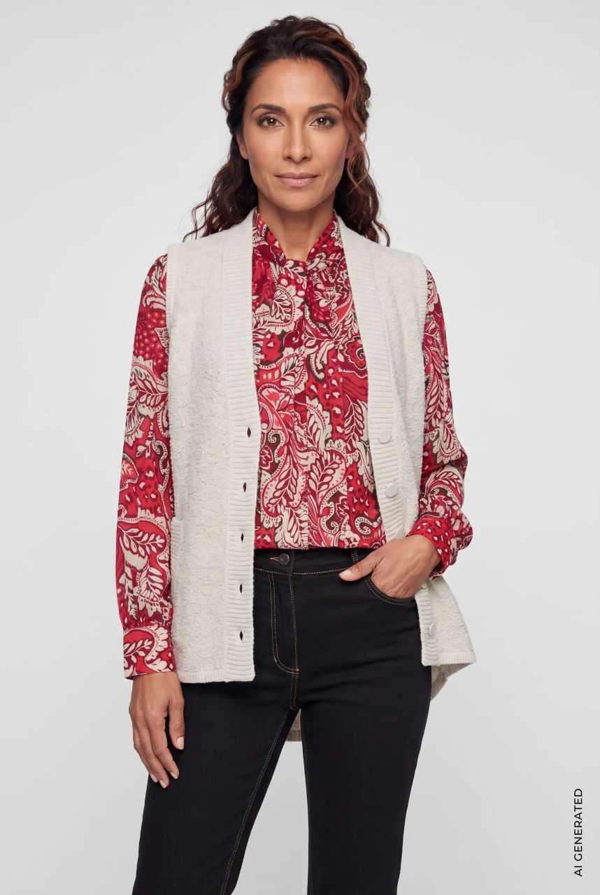 Beżowa kamizelka damska Henny - Boho Chic