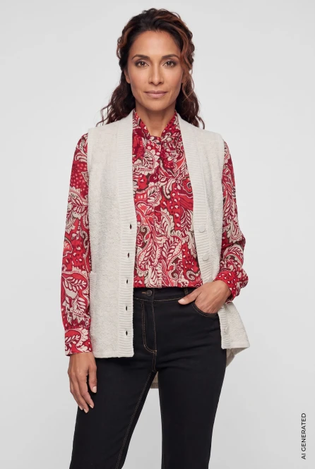Beżowa kamizelka damska Henny - Boho Chic