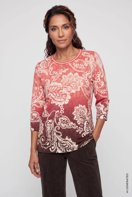 Czerwona bluzka damska Hananh ze wzorem paisley - Boho Chic