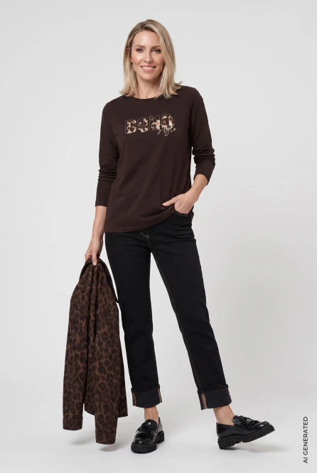 Czarne jeansy damskie Mona Straight - Boho Chic