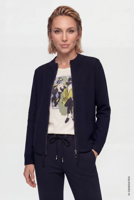 Granatowy sweter damski Henny zapinany na suwak - Modern Balance