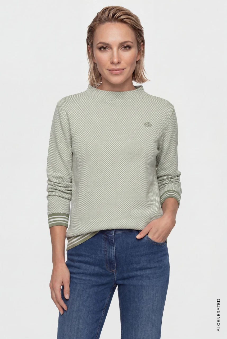 Zielona bluza damska Cora Jersey w drobną kratę - Modern Balance