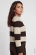 Brązowy sweter damski Henny w paski ze złotym nadrukiem - Boho Chic #2