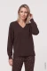 Brązowy sweter damski Henny z dekoltem V - Boho Chic #1