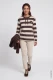 Brązowa bluza damska Henny Jersey w paski - Boho Chic #5