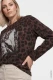 Brązowa bluza damska Henny Jersey w panterkę w kwiaty - Boho Chic #3