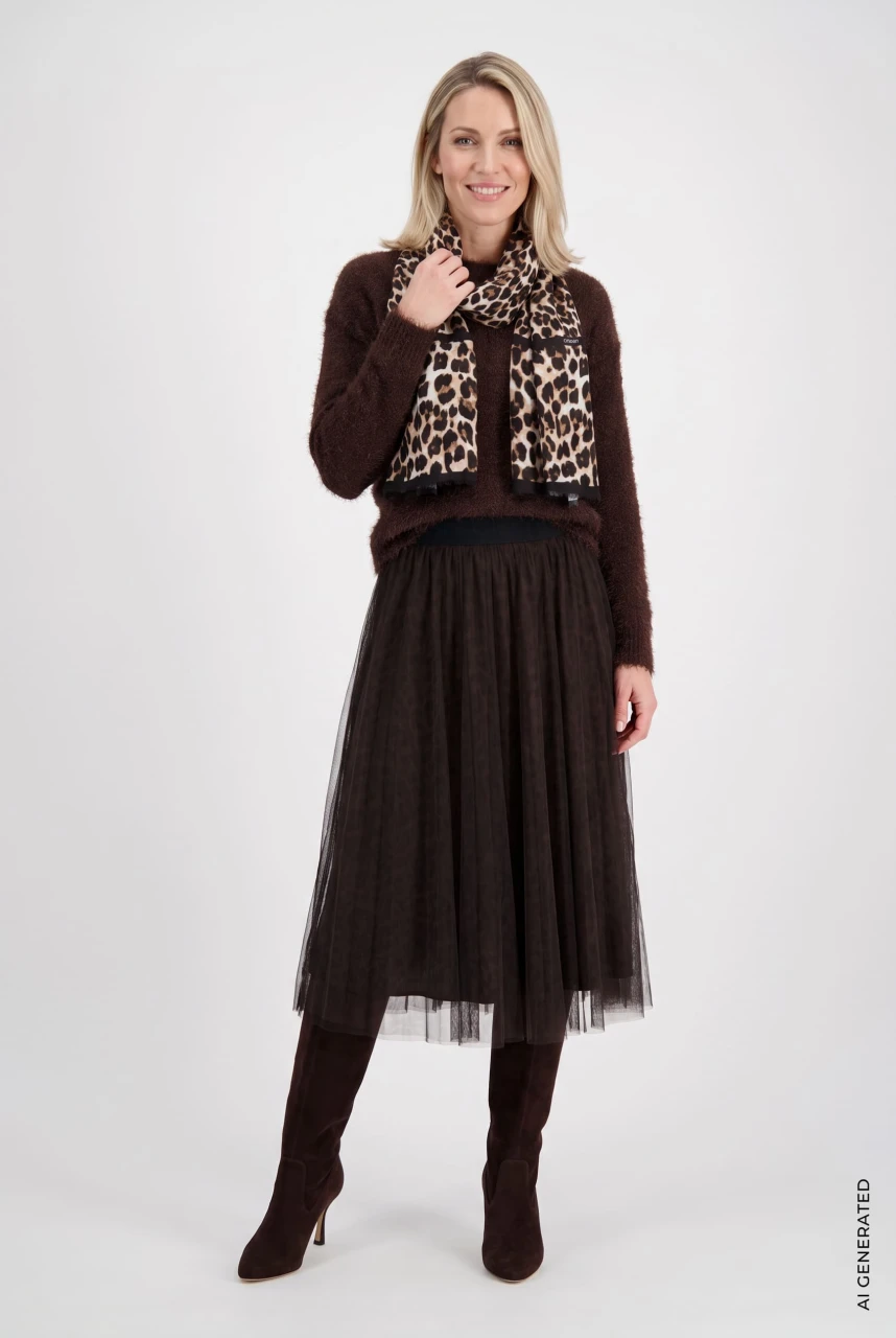 Brązowa tiulowa spódnica midi - Boho Chic