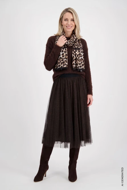Brązowa tiulowa spódnica midi - Boho Chic