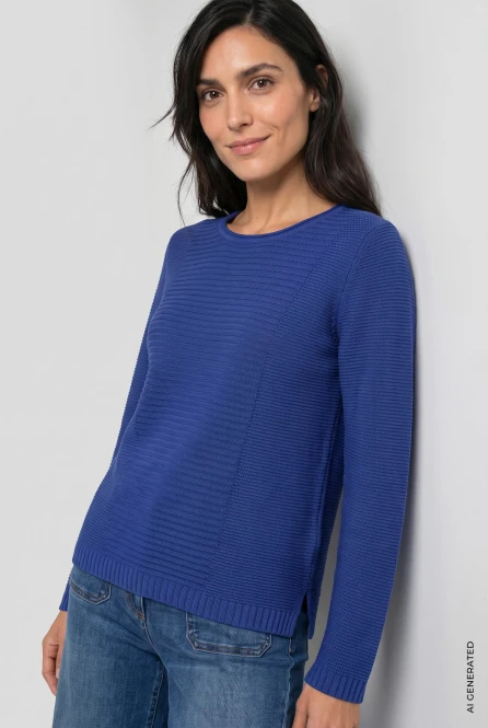 Niebieski sweter damski Henny z fakturą - Coastal Look
