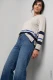 Beżowy sweter damski Henny w paski z guzikami po bokach - Coastal Look #3