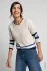 Beżowy sweter damski Henny w paski z guzikami po bokach - Coastal Look #1