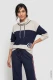 Beżowo-granatowy sweter damski Cora z kominem - Coastal Look #1