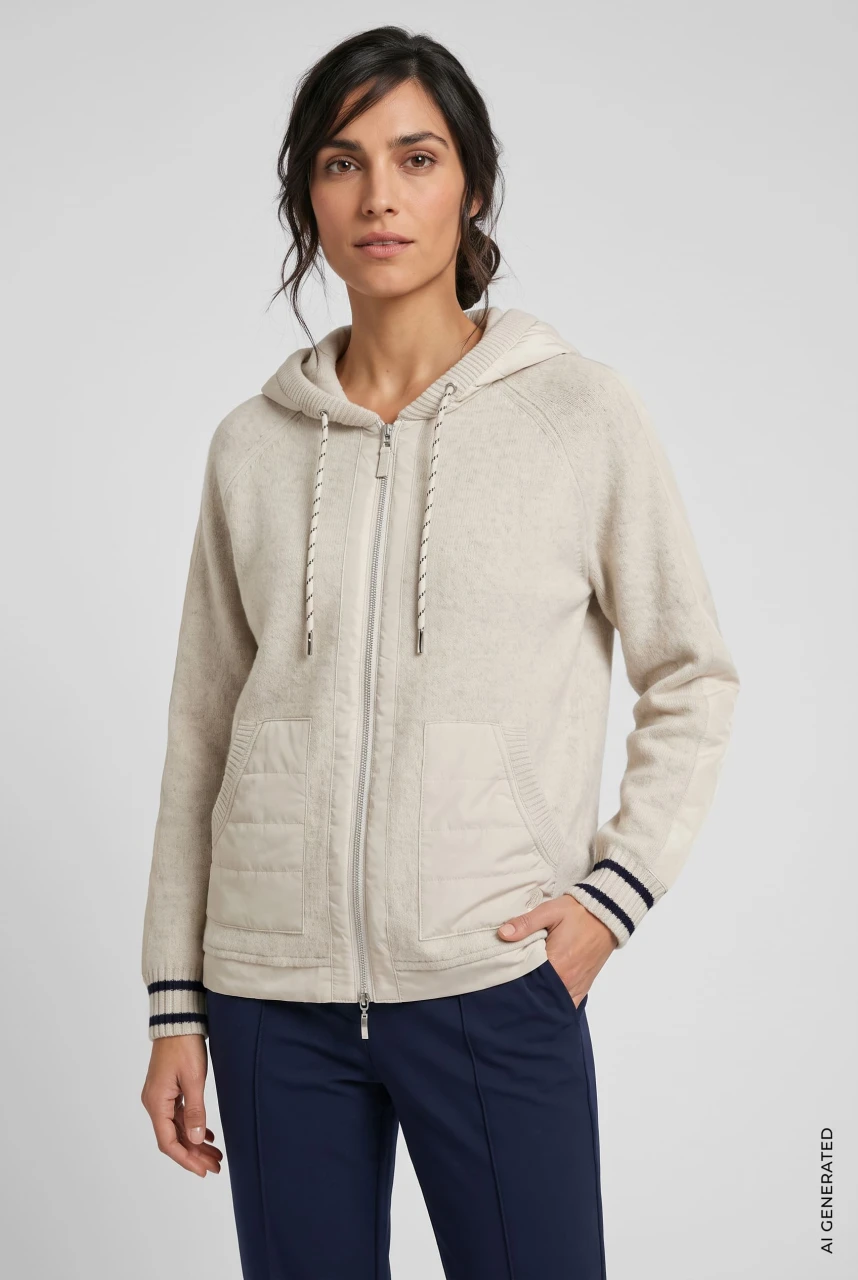 Beżowy sweter damski Cora z kapturem - Coastal Look