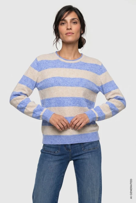 Niebieski sweter damski Henny w paski - Coastal Look