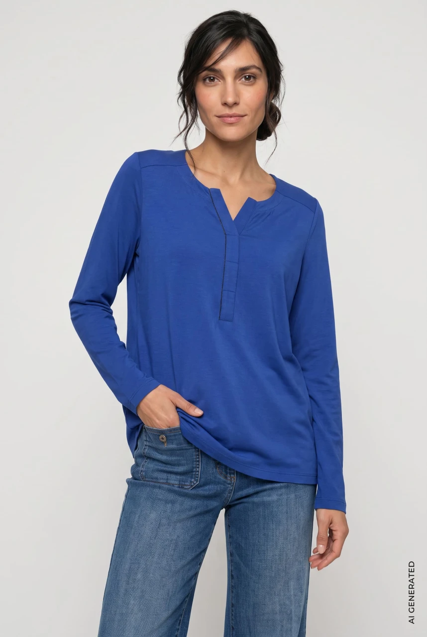 TENCEL™ Modal Niebieska bluzka damska Hannah - Coastal Look