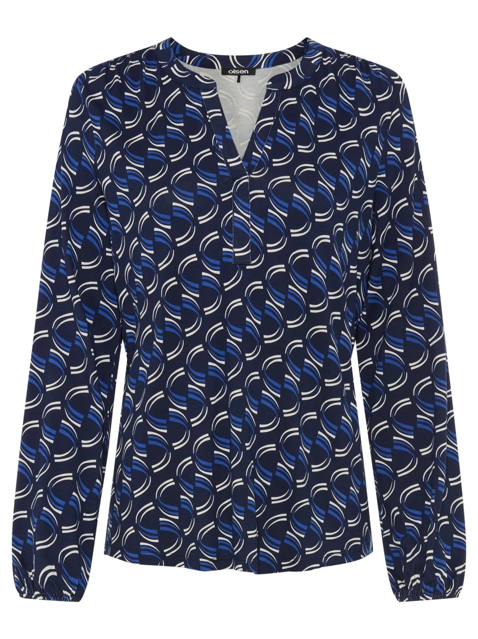 Granatowa bluzka damska Hannah z geometrycznym printem - Coastal Look